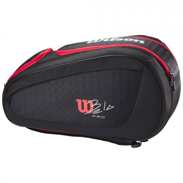Wilson Bela V3 Super Tour padel racket bag in black and red