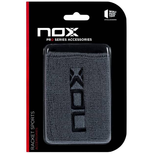 NOX sport wristbands in grey and black, pack of 2