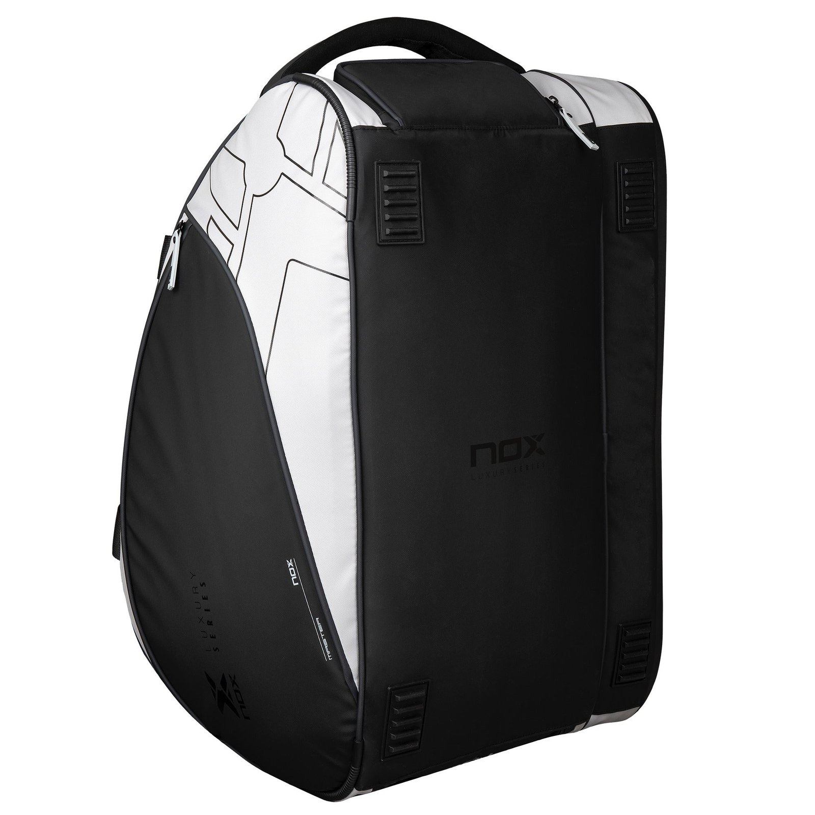 NOX Luxury Master Series Padel Racket Bag (Black / White) 4 NOX Luxury Master Series padel racket bag, black and white, view 4