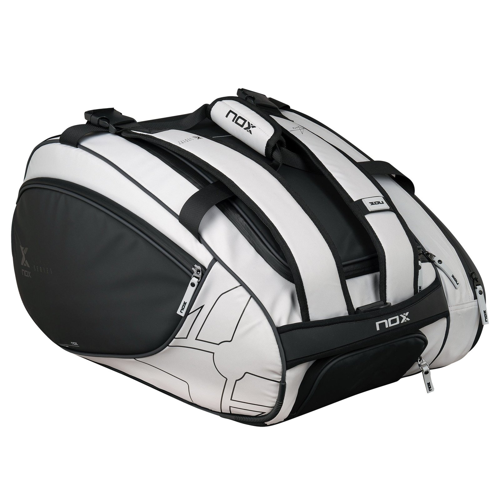 NOX Luxury Master Series Padel Racket Bag (Black / White) 1 NOX Luxury Master Series Padel Bag Black White