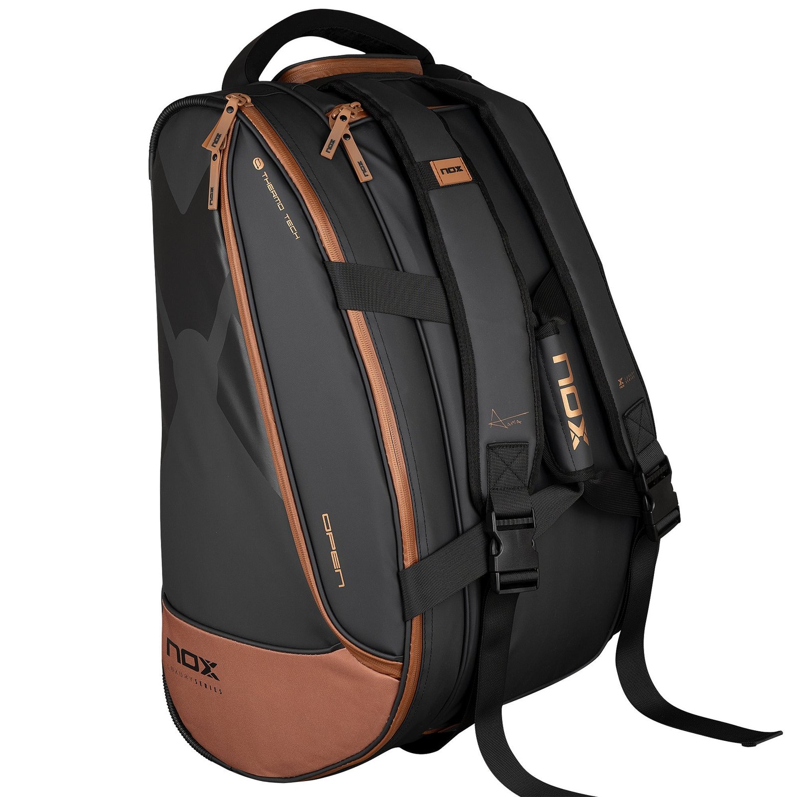 NOX Luxury Open Series Padel Racket Bag (Black / Brown) 3 NOX Luxury Open Series Padel Bag Black Brown, view 3