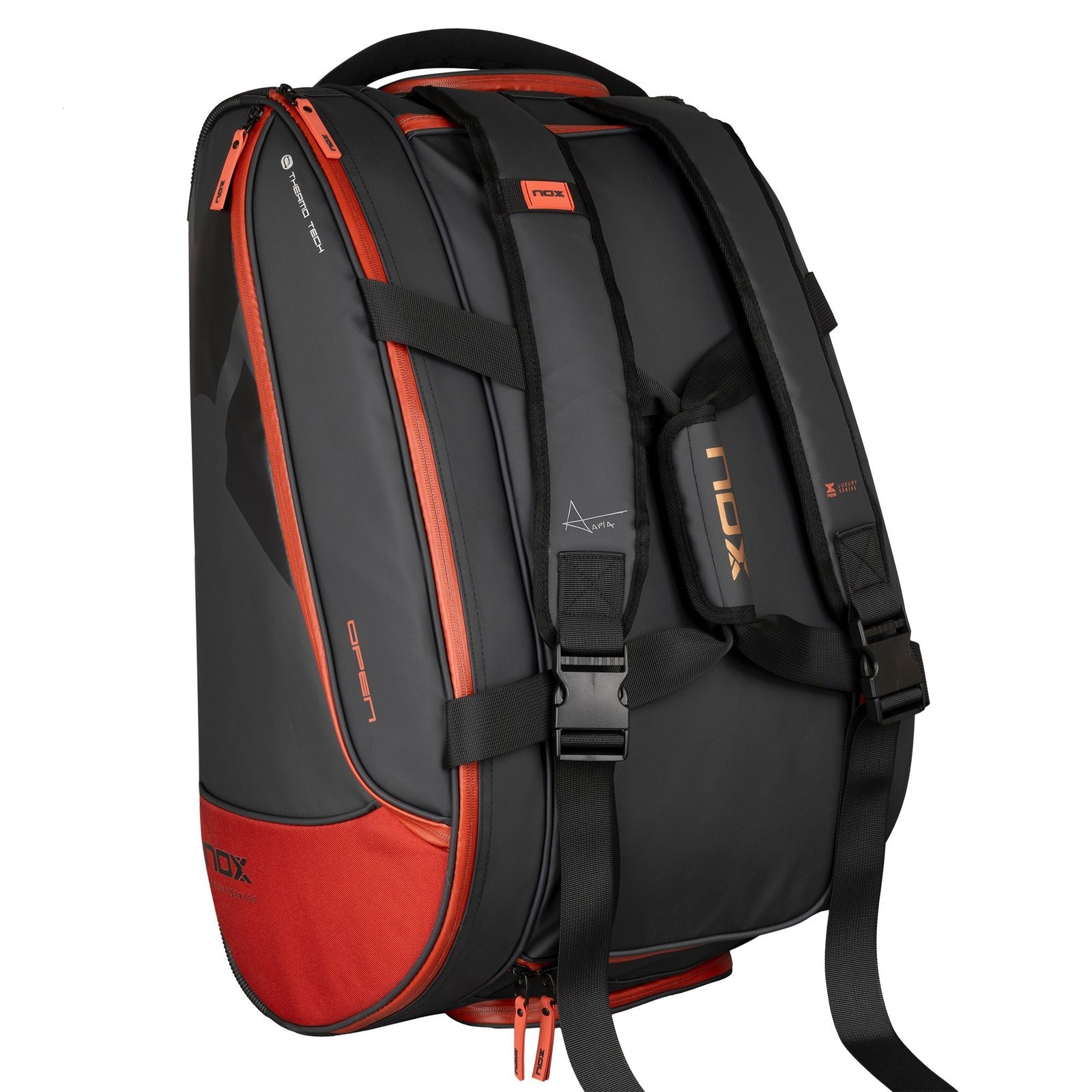 NOX Luxury Open Series Padel Racket Bag (Black / Red) 1 NOX Luxury Open Series Padel Bag Black Red